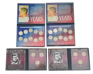 JFK Kennedy Half Dollar Coin Collection Lot - 4 Commemorative Folders