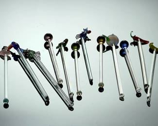 Vintage Studio Art Glass Swizzle Sticks - Lot of 12 Cocktail Stirrers