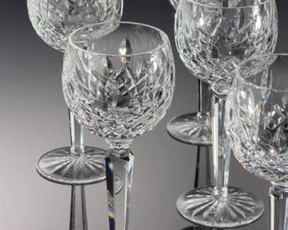 Lot of 8 Waterford Crystal Lismore Wine Hock Glasses Stemware Set