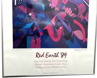 Benjamin Harjo Jr Signed 1989 Red Earth Festival Poster Native American Art