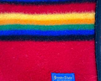 Pendleton Beaver State Wool Blanket Bear Paw Sunburst Red 78x65 Vintage
