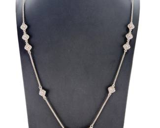 Brighton Crystal Station Long Necklace 40" Silver-Plated Heart Charm 56.9g