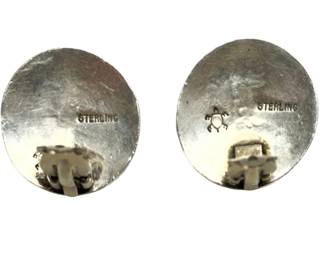 Hopi Sterling Silver Overlay Clip-On Earrings Vintage Turtle Hallmark