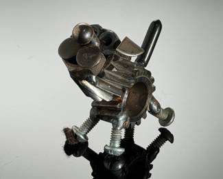 Vintage Welded Scrap Metal Dog Sculpture - Steampunk Recycled Art Figurine