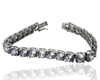 Swarovski Crystal & CZ Tennis Bracelet Lot of 2 Silver Tone