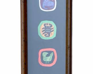 Vintage Panamanian Guna Mola Textile Art - Framed Set of 6 Animal Patches