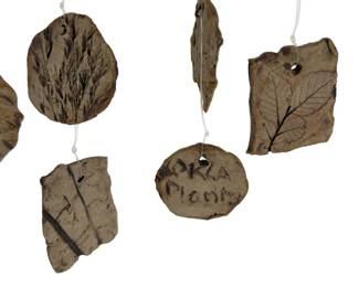 Artisanal Ceramic Leaf Impression Wind Chime Handmade Stoneware Wall Hanging