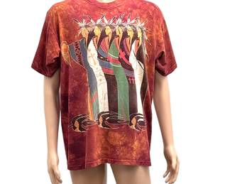 Vintage 1996 The Mountain Native American Tie Dye T-Shirt Tennessee River XL