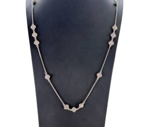 Brighton Crystal Station Long Necklace 40" Silver-Plated Heart Charm 56.9g