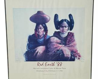 Mike Larsen Signed Hopi Art Poster Red Earth 1988 Limited Edition Framed