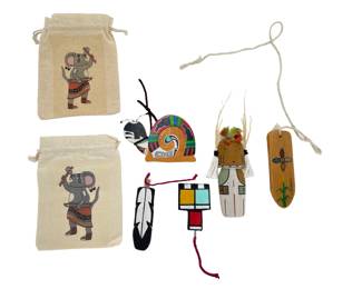 Hopi Dennis Koryahongva Hand-Painted Wood Ornaments & Katsina Dolls Lot