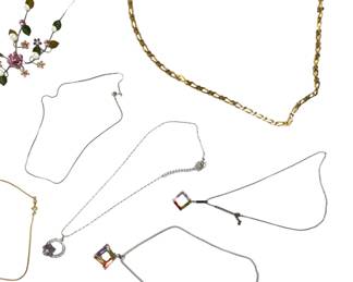 Vintage Monet & Lia Sophia Necklace Lot - 7 Pcs, Sterling Silver 925, 98.8g