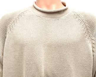 L.L. Bean Vintage Men's XL Heavyweight Cotton Roll Neck Knit Sweater Cream