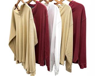 L.L. Bean Men's Long Sleeve Shirts Lot of 5 Waffle Knit Henleys Cotton XL LG