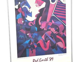 Benjamin Harjo Jr Signed 1989 Red Earth Festival Poster Native American Art