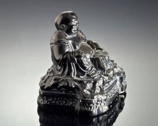 Vintage Alexander Backer Laughing Buddha Black Resin Figurine