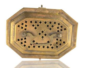 Vintage Indian Brass Octagonal Censer Pierced Incense Burner Box Footed