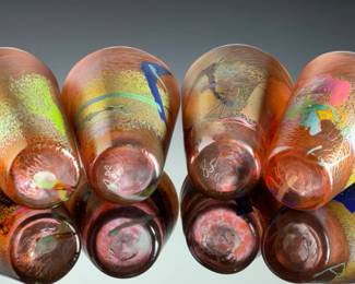 Set of 4 Brian Baldwin Signed Studio Art Glass Tumblers, Dated 1999