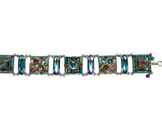 Firefly Swarovski Crystal Mosaic Link Bracelet Imagine Love Wish Peace 8"