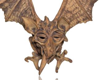 MK Thompson Signed Gargoyle Dragon Wall Sculpture 2000 Studio Pottery Art
