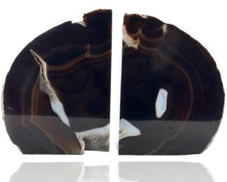 Huge 25lb Polished Brazilian Agate Geode Bookends Natural Quartz Crystal