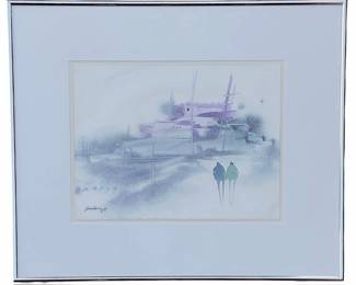 Connie Seabourn Original Watercolor Painting 'Pueblo Love' Signed Native Art