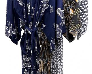 Vintage Japanese Cotton Yukata Kimono Robes - Lot of 3, Koi, Butterfly, Geo