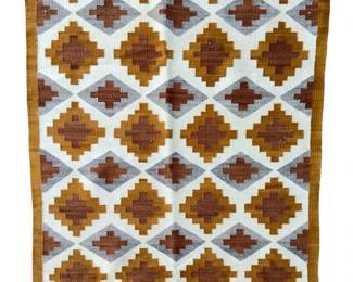 Vintage Navajo Crystal Rug Mid-Century Handwoven Wool Vegetal Dye 49x36