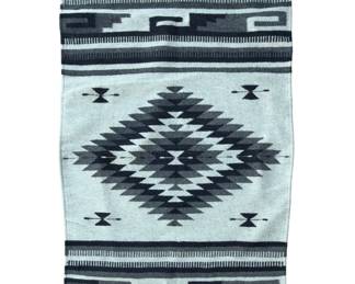 Vintage Mexican Zapotec Handwoven Wool Rug Monochromatic Geometric 56x27
