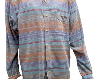 Vintage The Territory Ahead Striped Cotton Button Down Shirt Large Gorpcore