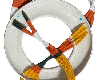 Ron Krug Mid-Century Modern Studio Art Ceramic & Yarn Mixed Media Sculpture