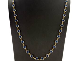 Swarovski Gold-Tone Sapphire Blue Crystal 36" Long Station Necklace