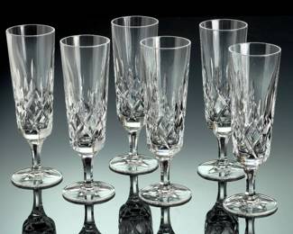 Gorham Crystal King Edward Fluted Champagne Glasses - Set of 6