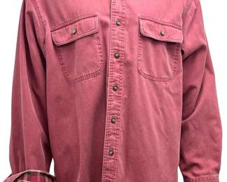 Vintage L.L. Bean Flannel Lined Cotton Twill Shirt Jacket Burgundy Men's L