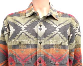 Vintage Territory Ahead Southwest Tapestry Shirt Jacket XL Aztec Woven Shacket