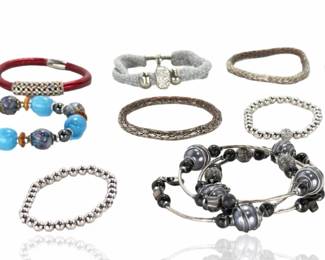 Estate Lot of 12 Fashion Costume Bracelets, Beaded Mesh Rhinestone