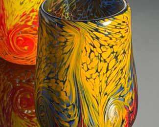 George Averbeck Studio Art Glass Tumblers | Fire on the Mountain | Lot of 5
