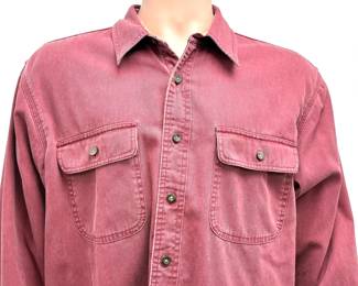 Vintage L.L. Bean Flannel Lined Cotton Twill Shirt Jacket Burgundy Men's L