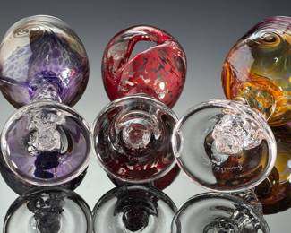 George Averbeck Signed Studio Art Glass Wine Goblets - Arizona Lot of 3