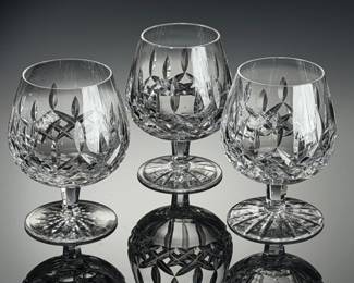 Waterford Lismore Crystal Brandy Balloon Snifter Glasses - Lot of 3