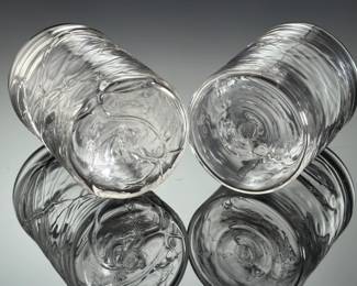 George Averbeck Signed Studio Art Glass Tumblers Arizona Fire on the Mountain
