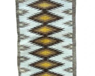 Vintage Mid-Century Navajo Wool Rug Runner Eye Dazzler Diamond 55" x 20"
