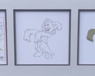 Disney Snow White Dopey Progression Sericel Let Me See Your Hands Framed Art