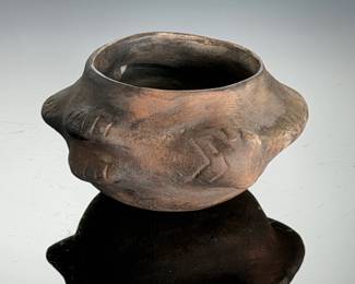 Organic Studio Art Pottery Vessel Signed WMHS KY-3 Burnished Clay Bowl