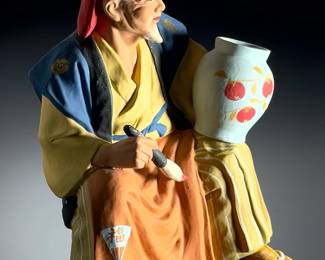Vintage Sato Hakata Ceramic Doll Japanese Artisan Painter Figurine 10.5"