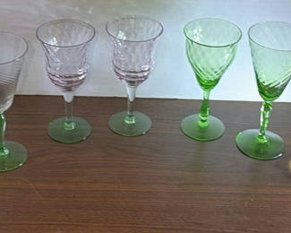 Lot 227: Set of Assorted Vintage Stemmed Glass Goblets