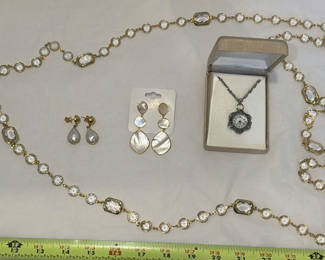 Lot 316: Jennifer Moore Necklace Watch and Assorted Earrings