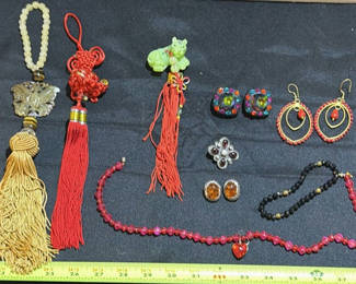 Lot 307: Assorted Costume Jewelry and Decorative Tassel Ornaments