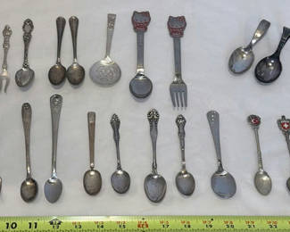 Lot 335: Assorted Vintage Souvenir and Decorative Spoons and Forks