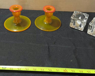 Lot 306: Assorted Glass Candle Holders and Candlesticks